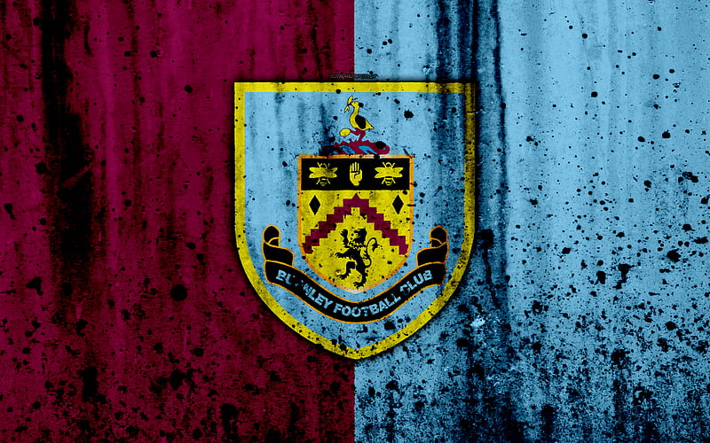 FC Burnley Premier League, logo, England, soccer, football club, grunge, Burnley, art, stone texture, Burnley FC, HD wallpaper