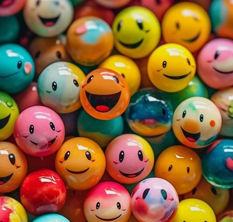 Ball, colors, happy face, Metas Canicas, HD wallpaper