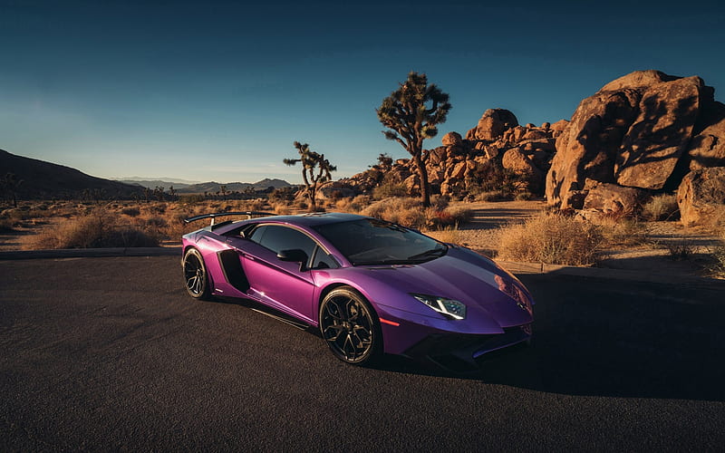Lamborghini Aventador, SuperVeloce, 2017, purple sports coupe, purple Aventador, HRE p201 Wheels, black wheels, tuning, Lamborghini, HD wallpaper