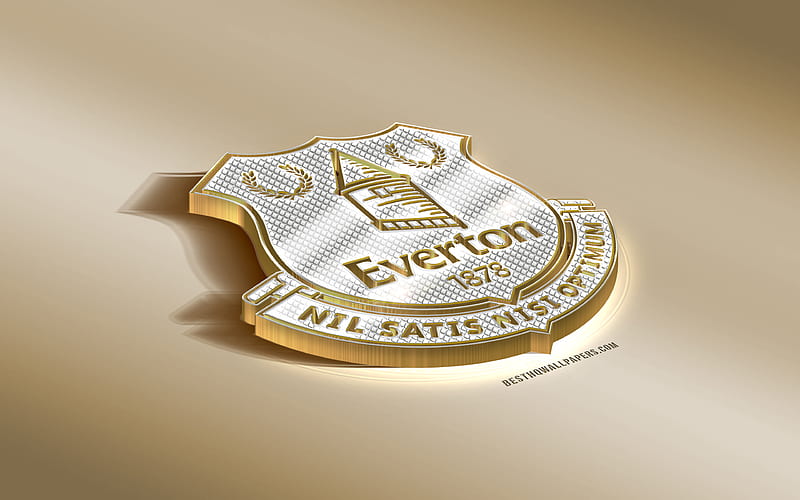 Everton FC, English football club, golden logo with silver, Liverpool, England, Premier League, 3d golden emblem, creative 3d art, football, United Kingdom, HD wallpaper