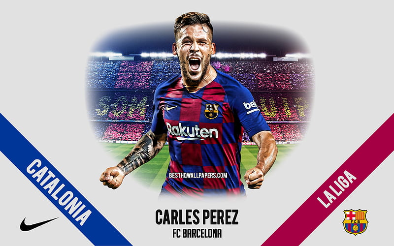 Carles Perez, FC Barcelona, portrait, Spanish footballer, striker, 2020 Barcelona uniform, La Liga, Spain, FC Barcelona footballers 2020, football, Camp Nou, HD wallpaper