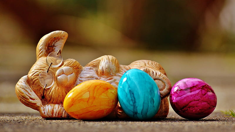 Happy Easter!, rabbit, orange, alexas fotos, glasses, easter, egg, bunny, funny, pink, figurine, blue, HD wallpaper