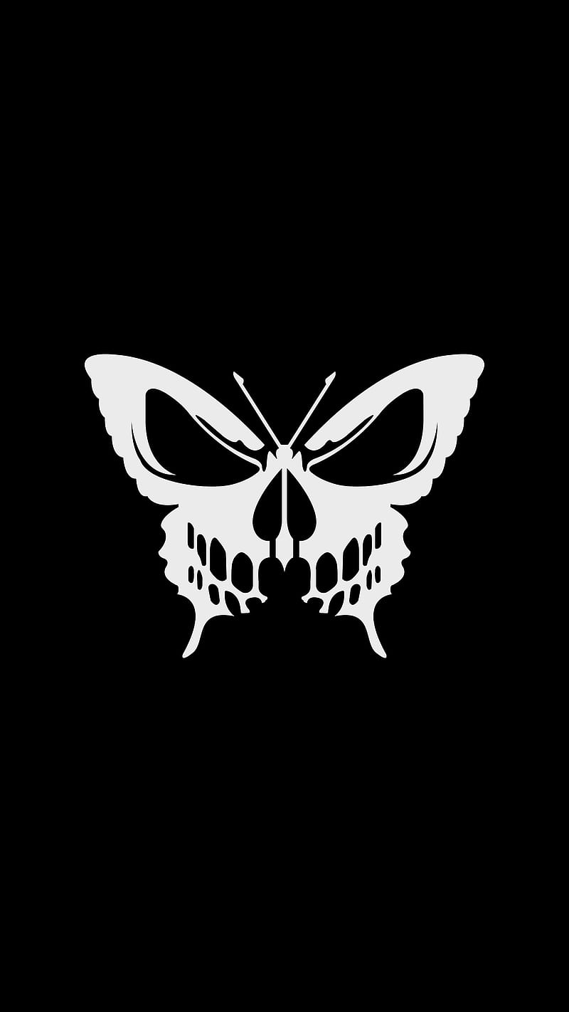 Skull Butterfly, bnw, monochrome, prashanta mrzn, butterfly skull, insect, vector, vector art, HD phone wallpaper