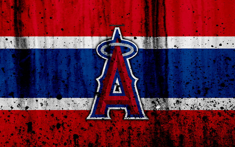Los Angeles Angels, grunge, baseball club, MLB, America, USA, Major League Baseball, stone texture, baseball, HD wallpaper