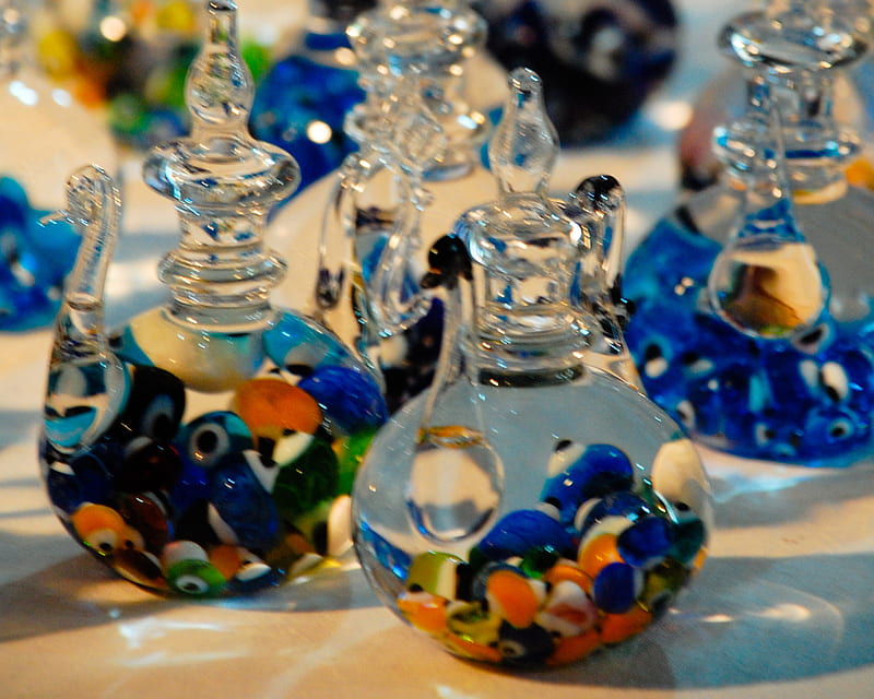 Selcuk Turkey, selcuk, abstract, glass, 3d, vases, turkey, beads, gifts, blue, HD wallpaper