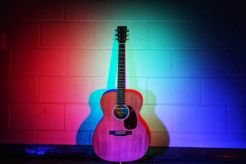 acoustic guitar, guitar, musical instrument, music, backlight, HD wallpaper