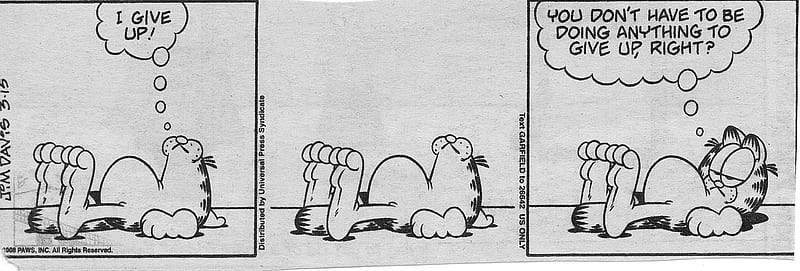 Garfield, funnies, comic strip, giving up, HD wallpaper