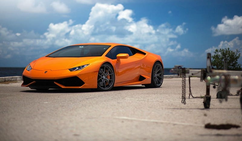 Lamborghini-Huracan, Custom Wheels, Lambo, Orange, Super Car, HD