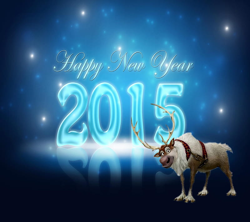 new year, cute, deer, disney, frozen, happy, ice, sven, HD wallpaper