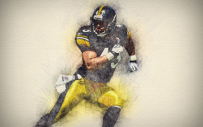 Troy Polamalu artwork, american football, Pittsburgh Steelers, NFL, drawing Troy Polamalu, HD wallpaper