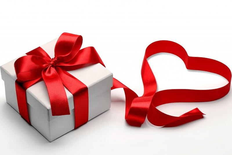 red, romantic, ribbon, love, heart, box, gift, HD wallpaper