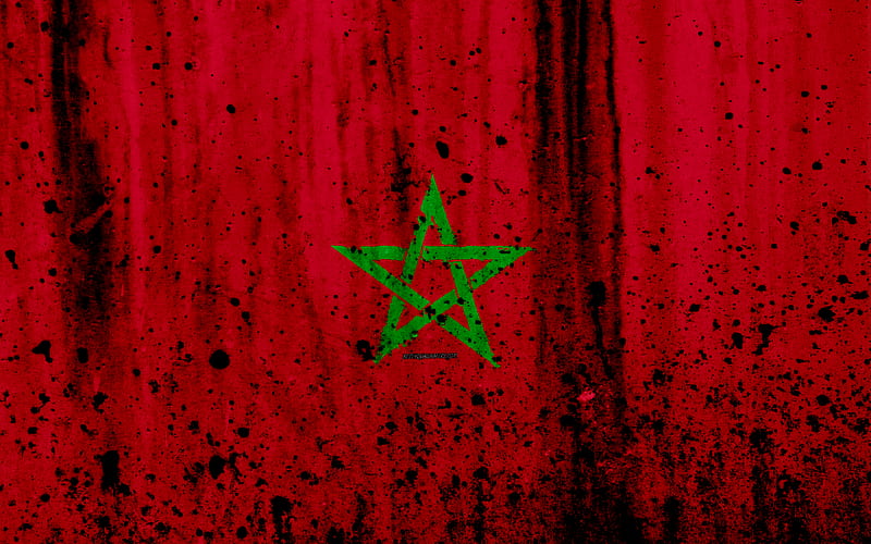 Moroccan flag grunge, flag of Morocco, Africa, Morocco, national symbols, Morocco national flag, HD wallpaper