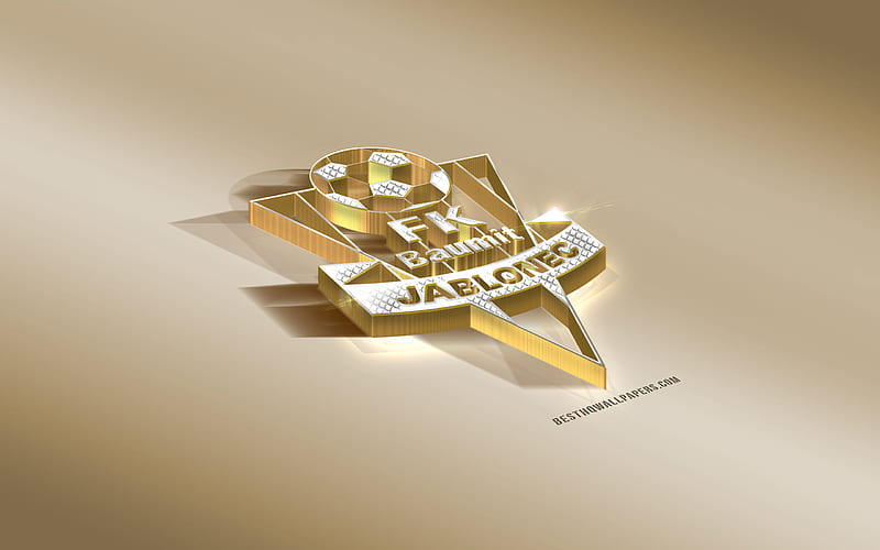 FK Jablonec, Czech Football Club, Golden Silver logo, Jablonec nad Nisou, Czech Republic, Czech First League, 3d golden emblem, creative 3d art, football, HD wallpaper