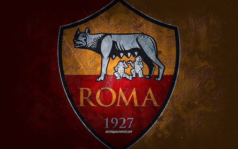 AS Roma, Italian football team, red yellow background, AS Roma logo, grunge art, Serie A, football, Italy, AS Roma emblem, HD wallpaper
