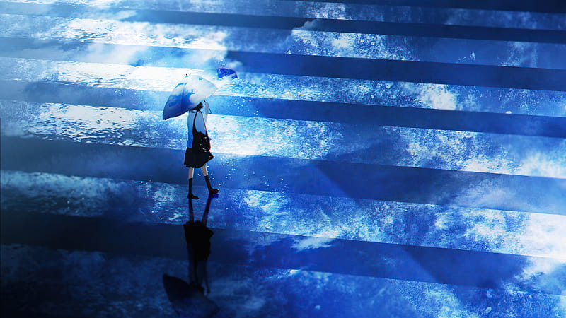 Anime Girl Umbrella Walking , anime-girl, anime, umbrella, artist, artwork, digital-art, HD wallpaper
