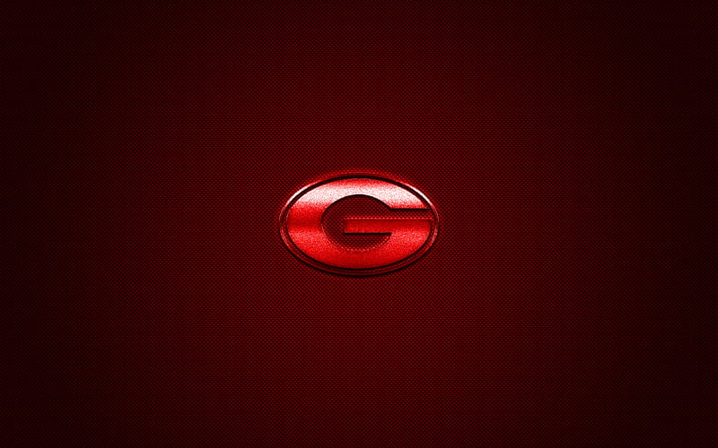 Georgia Bulldogs logo, American football club, NCAA, red logo, red carbon fiber background, American football, Athens, Georgia, USA, Georgia Bulldogs, HD wallpaper