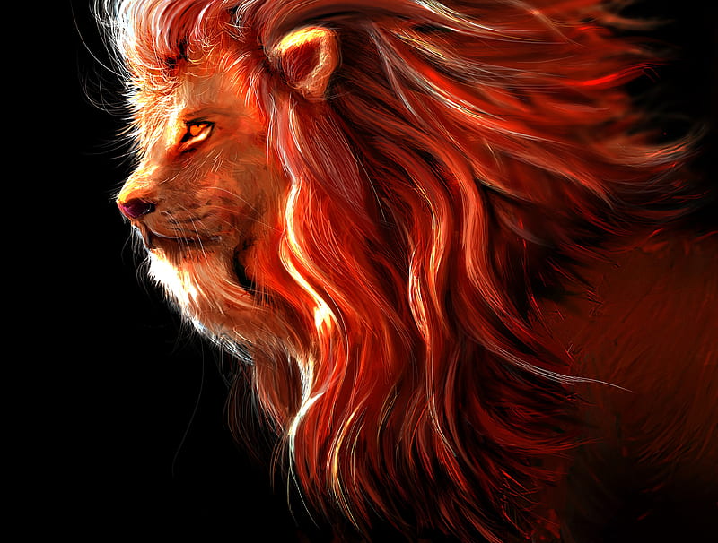 lion, big cat, art, predator, king of beasts, HD wallpaper
