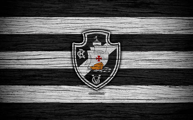Vasco da Gama Brazilian Seria A, logo, Brazil, soccer, Vasco da Gama FC, football club, Vasco SC, wooden texture, FC Vasco da Gama, HD wallpaper