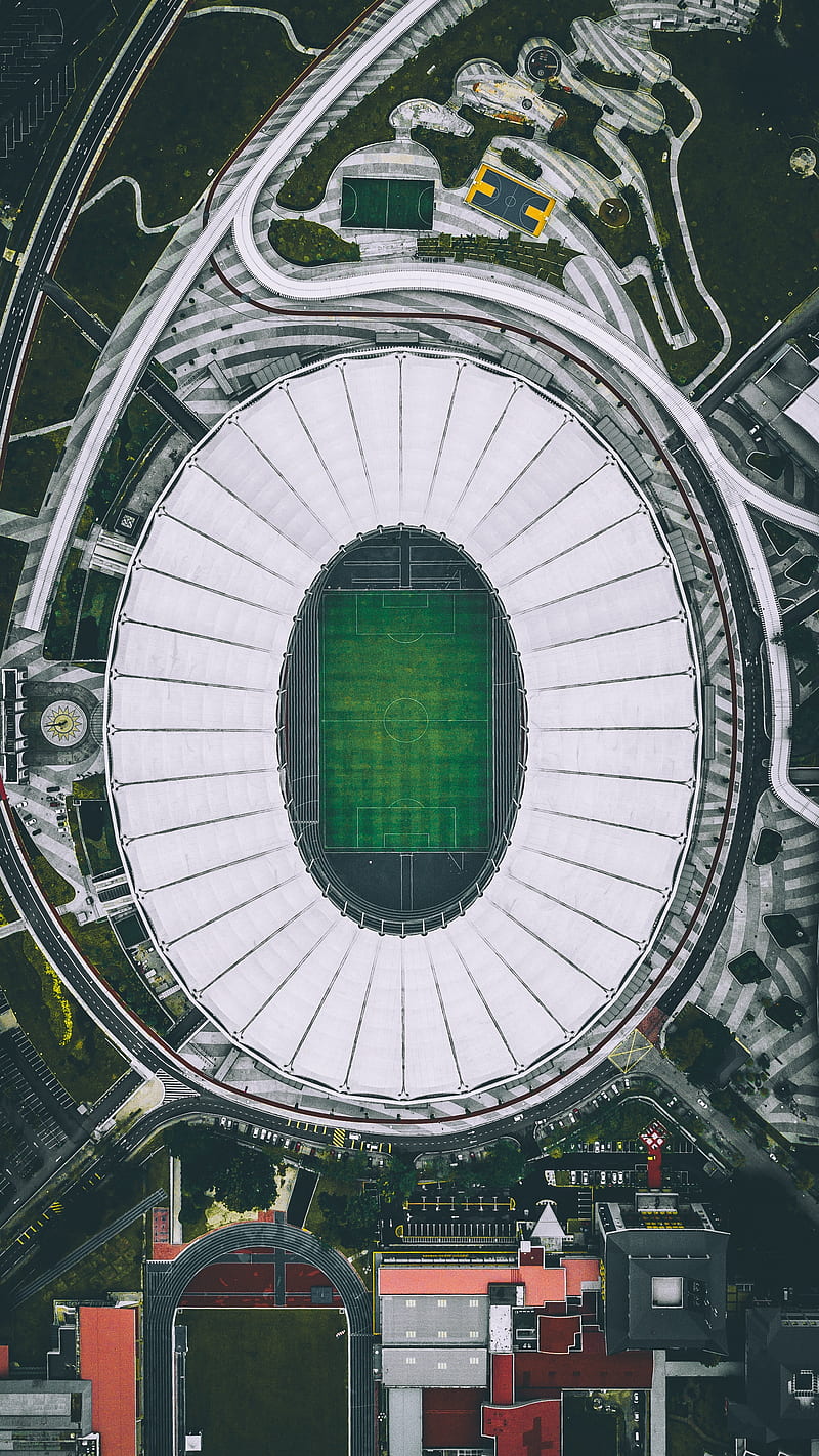 stadium, drone, aerial view, HD phone wallpaper