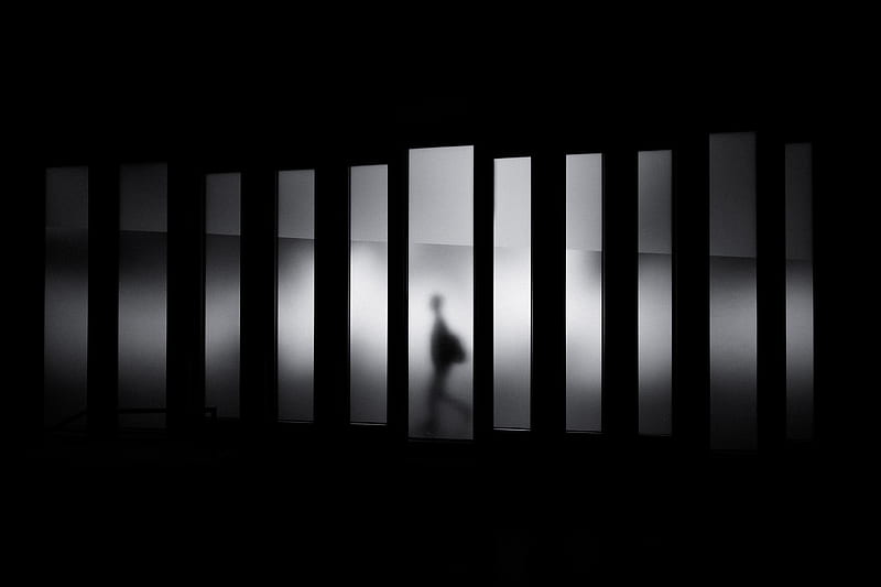 grayscale of person running in panel paintings, HD wallpaper