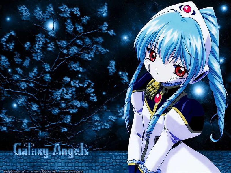 Blue Mist Vanilla, galaxy angel, female, black, cute, girl, anime, dark, anime girl, blue, HD wallpaper