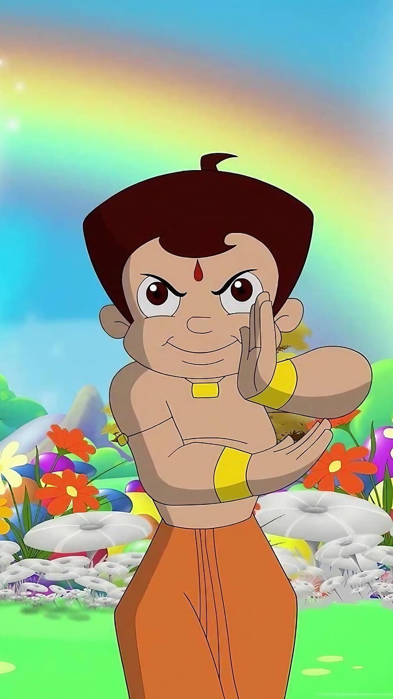Chhota Bheem, Rainbow Background, animated, cartoon, HD phone wallpaper