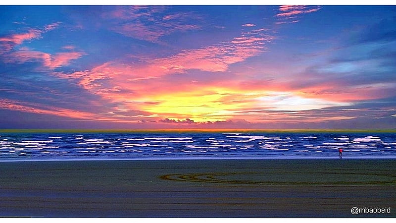 Sunset Arabian Beach, sunset, sky, clouds, sea, beach, gulf sea, nature, aden, arabian, yemen, HD wallpaper