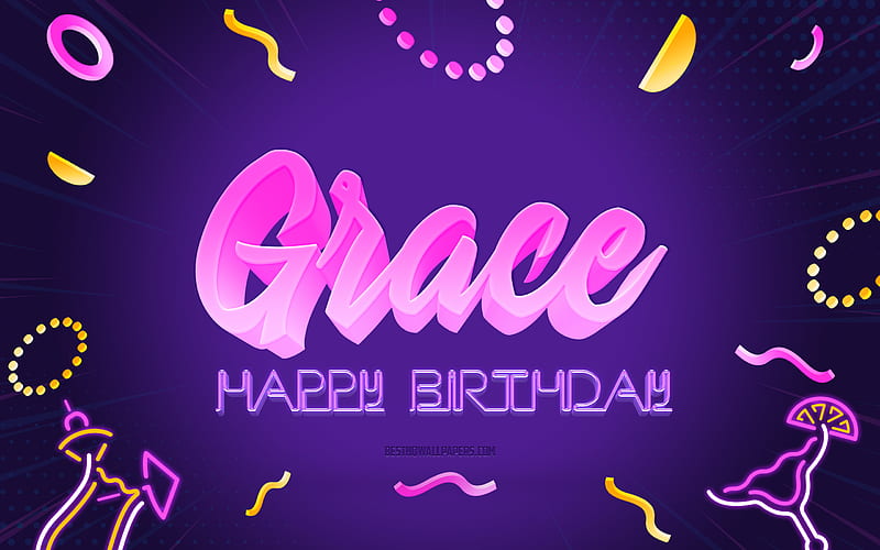 Happy Birtay Grace Purple Party Background, Grace, creative art, Happy Grace birtay, Grace name, Ella Birtay, Birtay Party Background, HD wallpaper