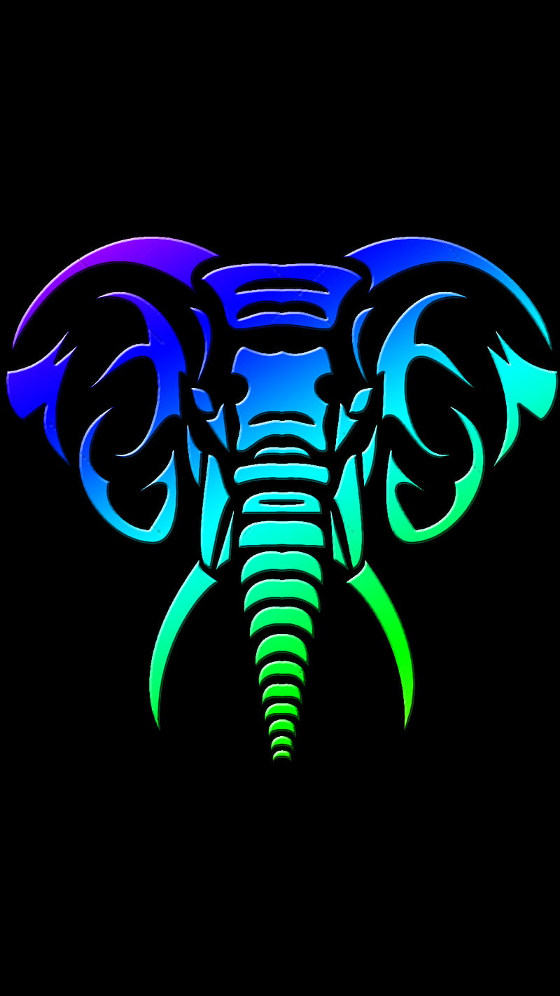 Elefante, amanne, color, degradado, iphone, samsung, trazos, verde, HD phone wallpaper