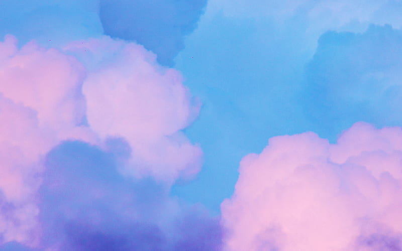 sky, blue, pastel, art, HD wallpaper