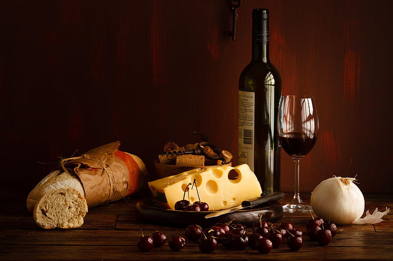 *** For two ***, bread, food, wine, cheese, HD wallpaper