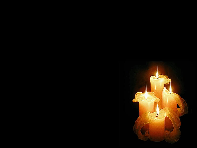 Candles on black, candle, pray, darkness, light, HD wallpaper