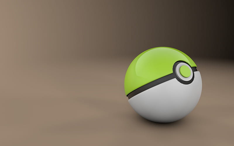 Green Pokeball, pokeball, 3d, pokemon, green, HD wallpaper