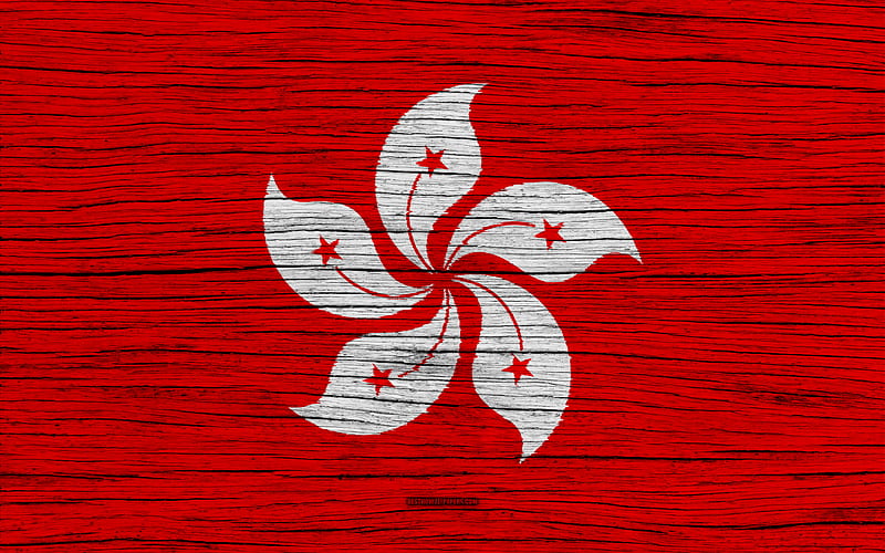 Flag of Hong Kong Asia, wooden texture, Hong Kong national flag, national symbols, Hong Kong flag, art, Hong Kong, HD wallpaper