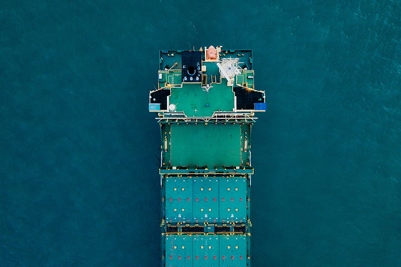 green cargo ship on body of water, HD wallpaper