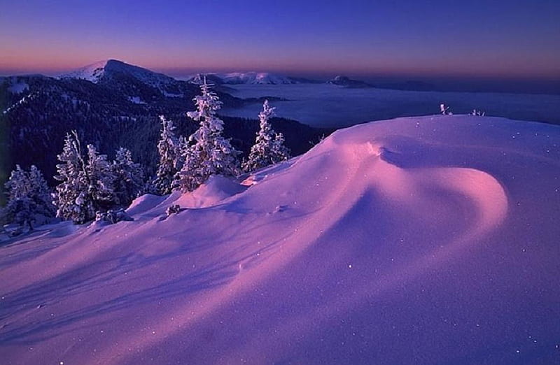 Icecreamland, snow, mountains, evening, sunset, iceland, winter, HD wallpaper