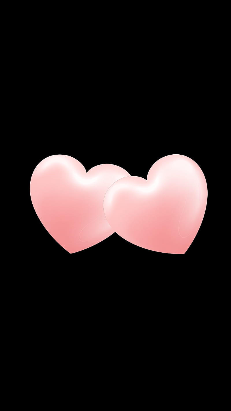 Two pink hearts, amoled, black, crush, cute, heart, in love, love,  valentine, HD phone wallpaper | Peakpx