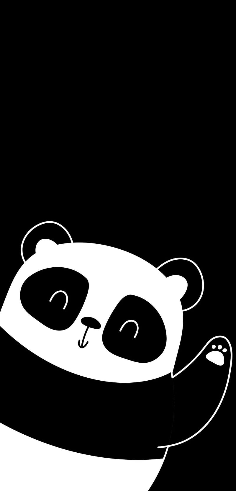 Hello Panda, amoled, black, HD phone wallpaper