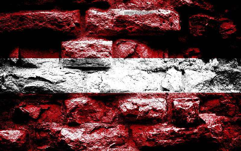 Latvia flag, grunge brick texture, Flag of Latvia, flag on brick wall, Latvia, Europe, flags of european countries, HD wallpaper