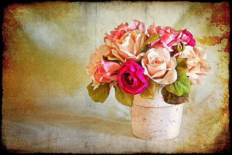 Roses, still life, vase, vintage, fullcolours, HD wallpaper | Peakpx