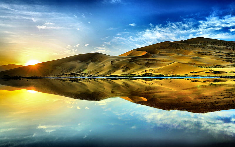 Badain Jaran Desert , desert, bonito, graphy, water, Mongolia, wide screen, nature, scenery, landscape, HD wallpaper