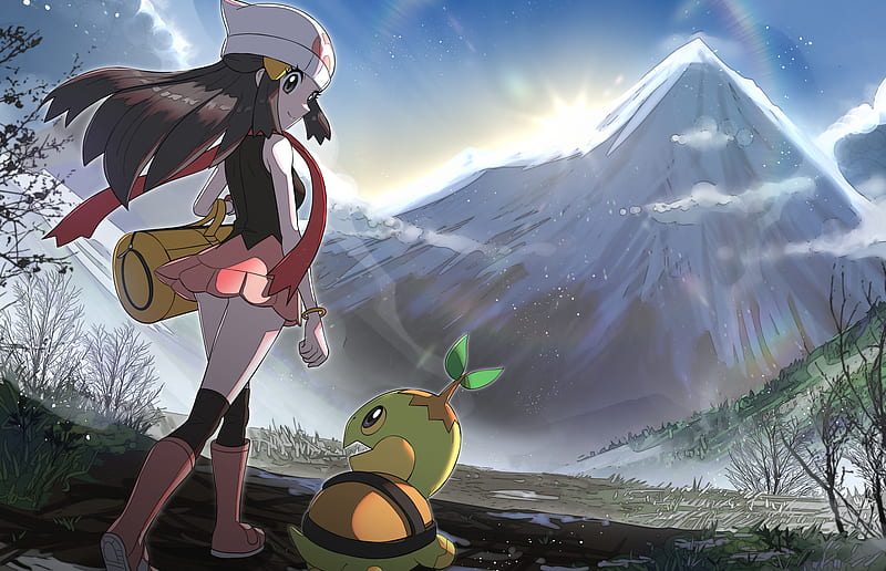 Pokémon, Hikari (Pokémon) , Turtwig (Pokémon), HD wallpaper