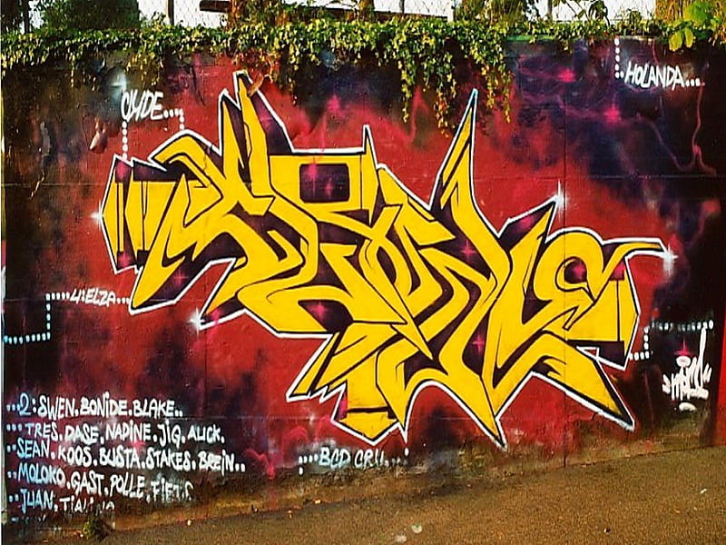Wall street art, colorful, art, colors, yellow, bonito, graffiti, wall, gang, ars, letters, painting, color, spray, street, HD wallpaper