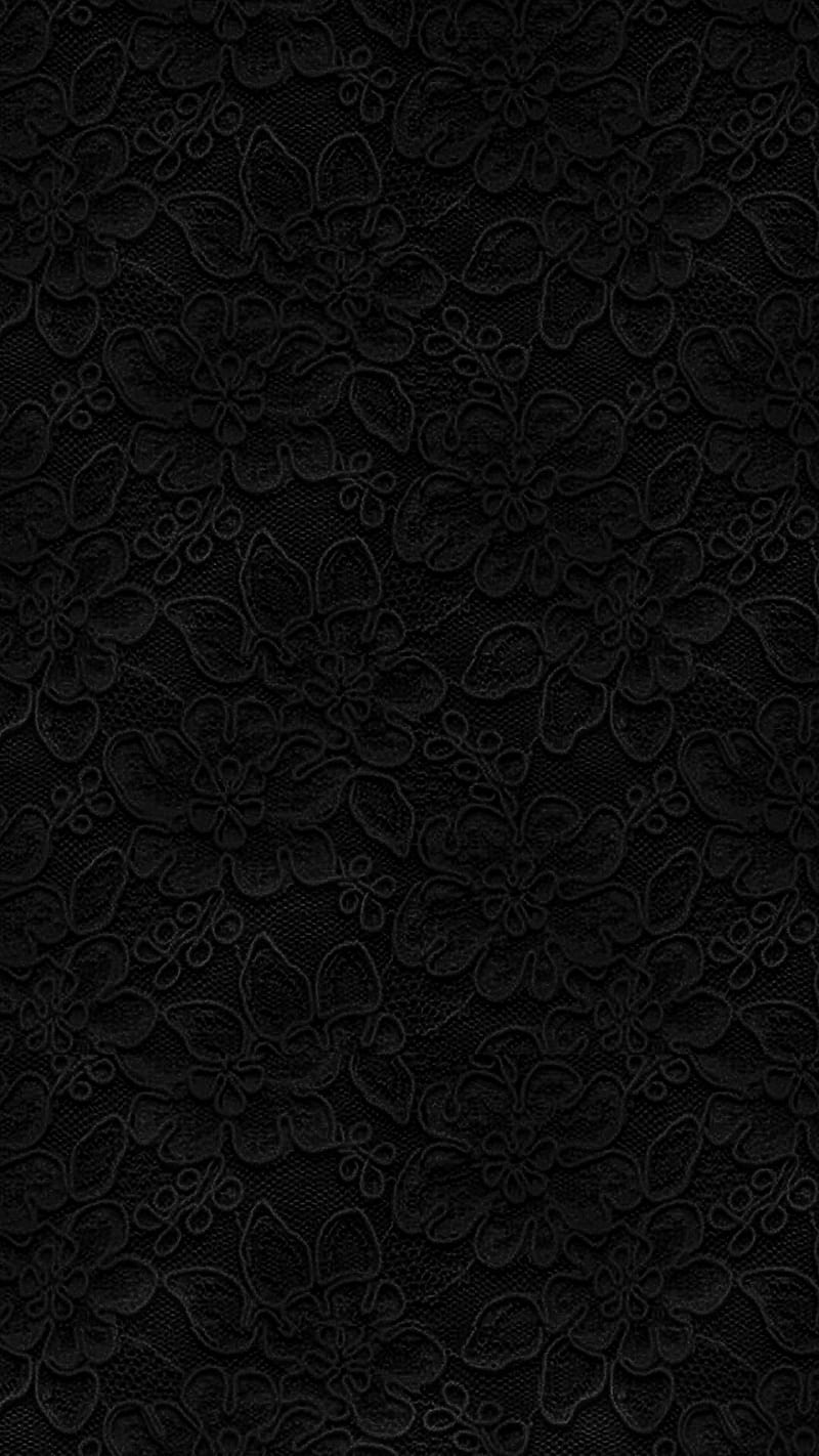 Black Floral Lace, flowers, gothic, pattern, romantic, vintage, HD phone wallpaper