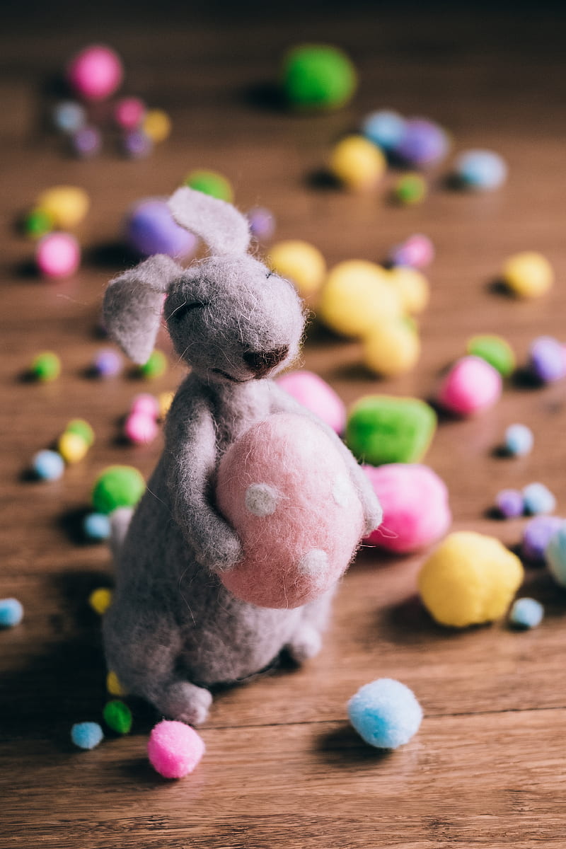 closeup of gray rabbit plush toy, HD phone wallpaper