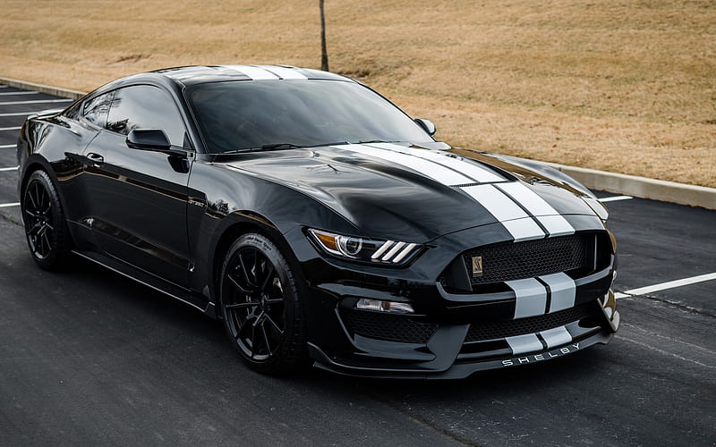 Ford Mustang, Shelby GT350, 2018, black sports car, supercar, luxury sports coupe, tuning mustang, American cars, Ford, HD wallpaper