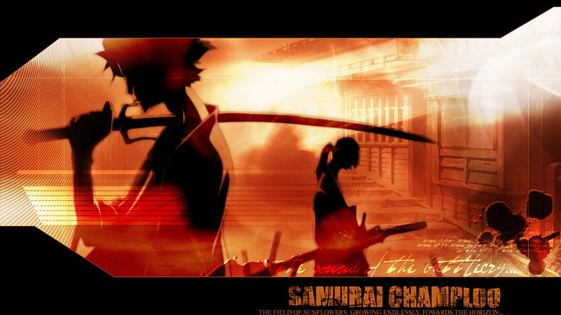 Samurai Champloo - Sunset BG, samurai, samurai champloo, sunset, sword, HD wallpaper