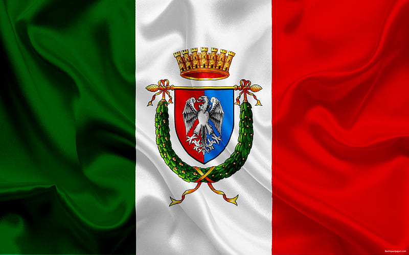 coat of arms, province Rome, Italy, italian flag, symbols, flag of Italy, HD wallpaper