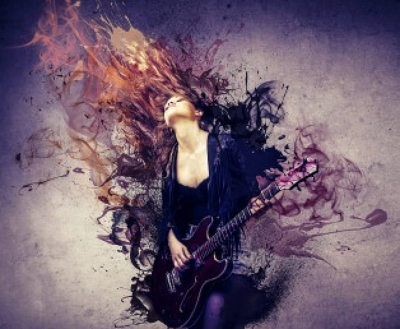 Rock On, long hair, guitar, bass, women, HD wallpaper