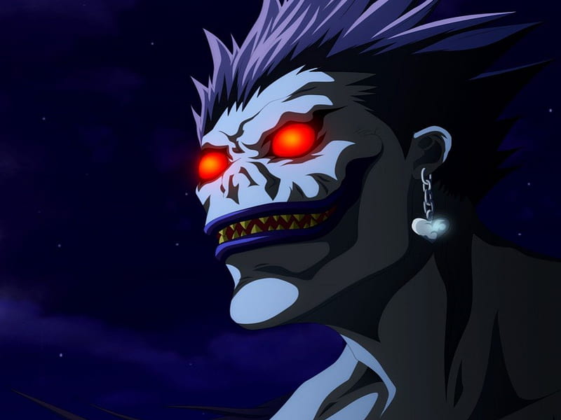 Ryuk, Shinigami, Anime, Red Eyes, Death Note, Darkness, Smile, dark, Cool, Night, HD wallpaper